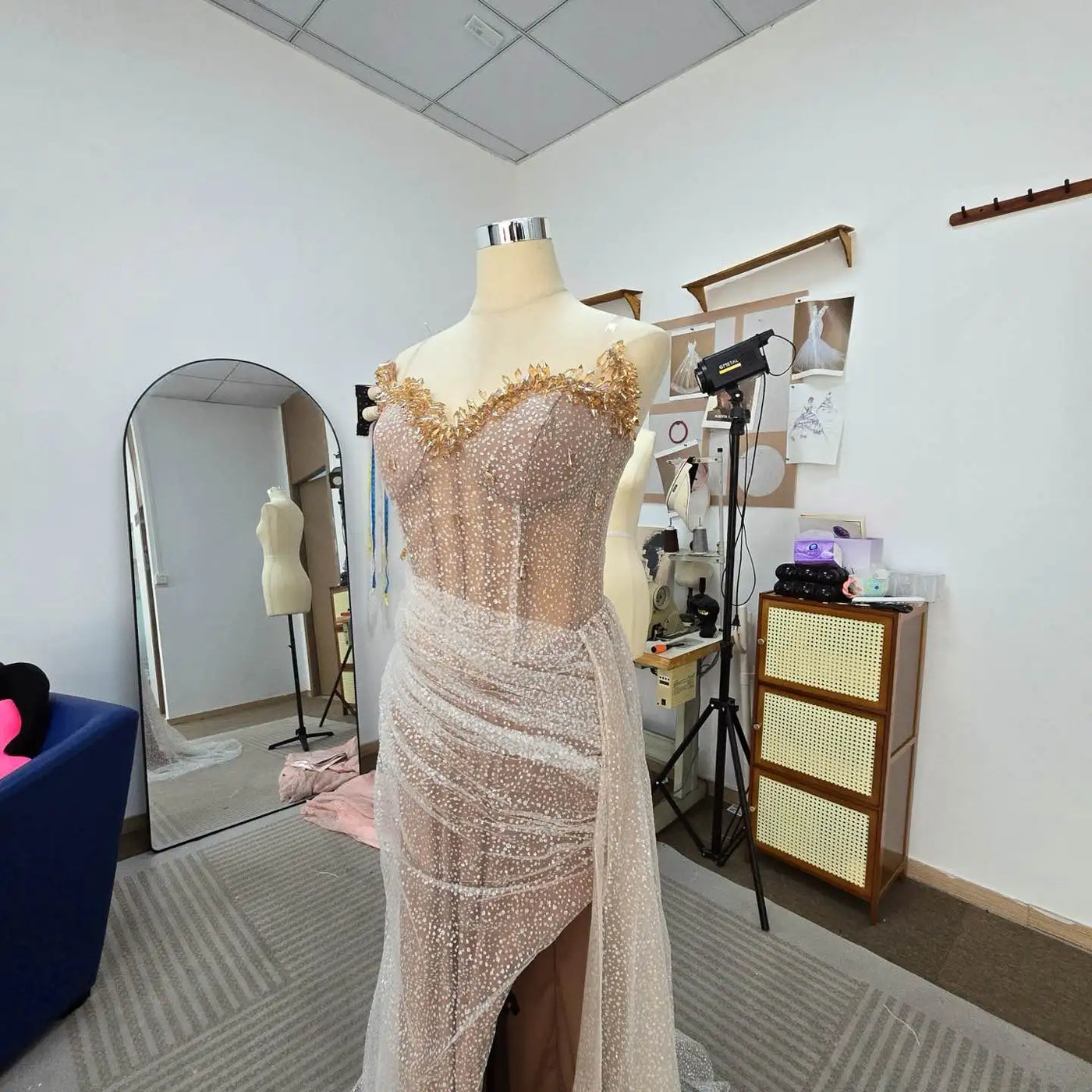 Beaded Mermaid Evening Gown