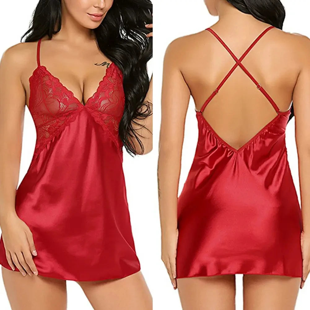 Floral Lace Satin Pajama Set