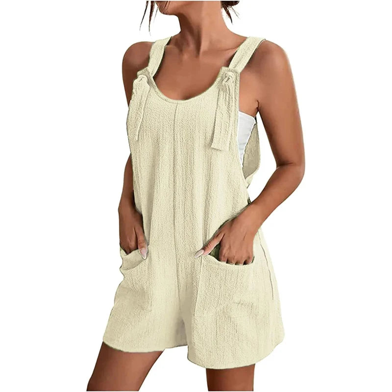 Pocketed Sleeveless Short Jumpsuit