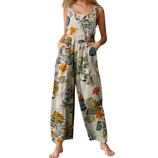 Floral Linen Blend Jumpsuit