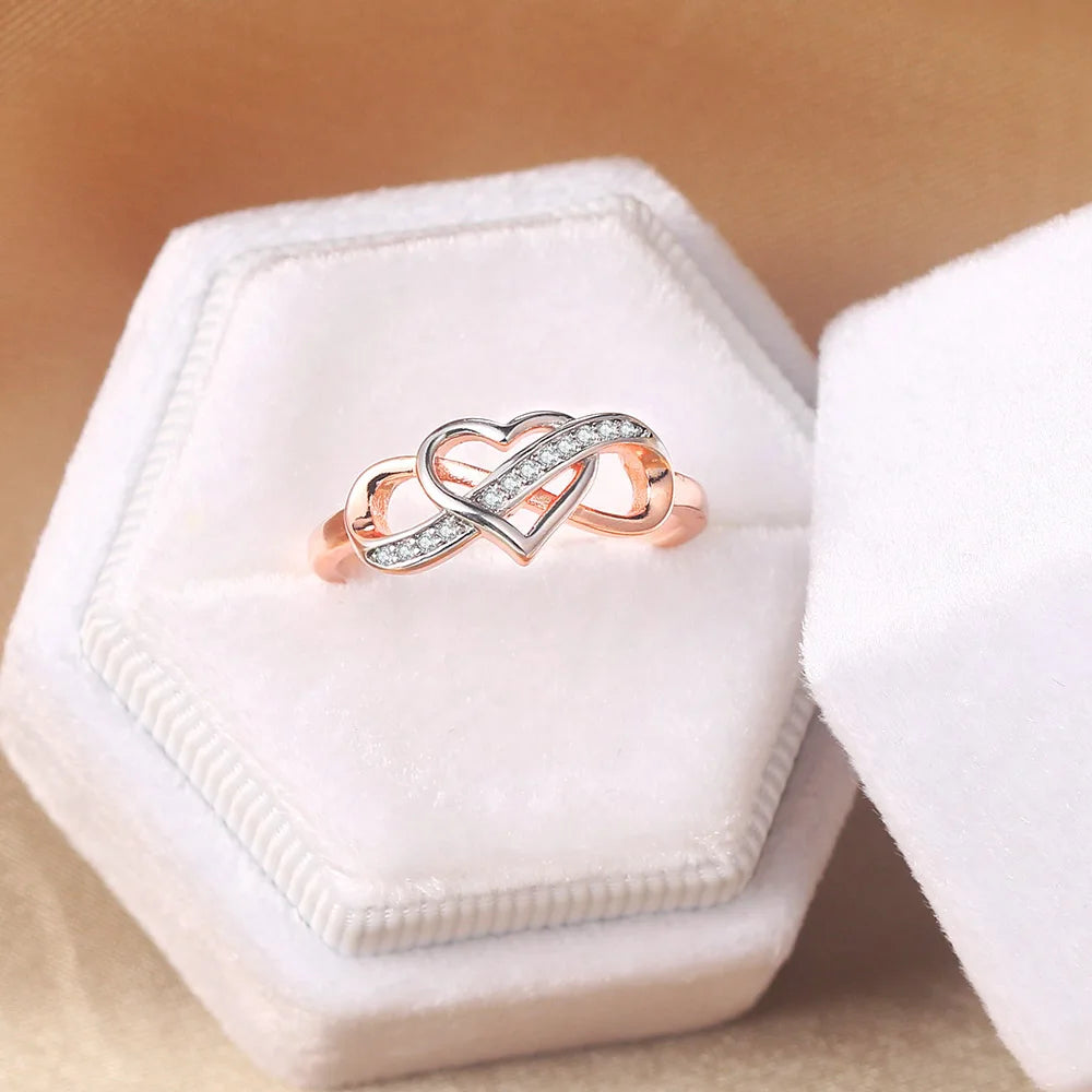 Couple Infinity Love Rings For Women Ladies Jewellery Double Color Dainty Wedding Engagement Gift Promise Rings Jewelry DZR029