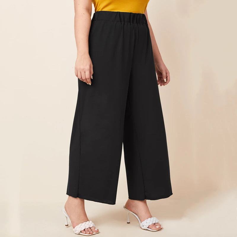 Lettuce-Trim Wide-Leg Summer Pants