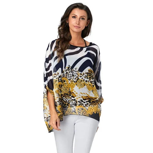 Bohemian Chiffon Batwing Blouse