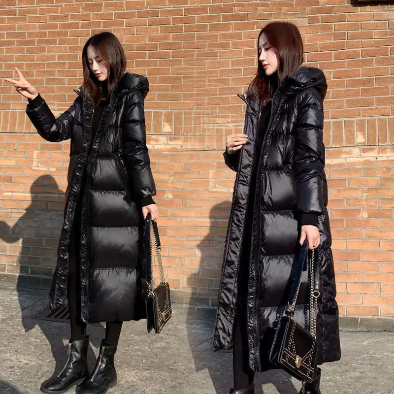Glossy Hooded Rainproof Parka