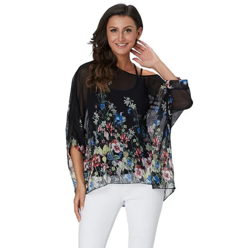 Bohemian Chiffon Batwing Blouse