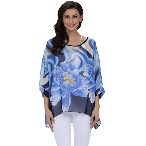 Bohemian Chiffon Batwing Blouse