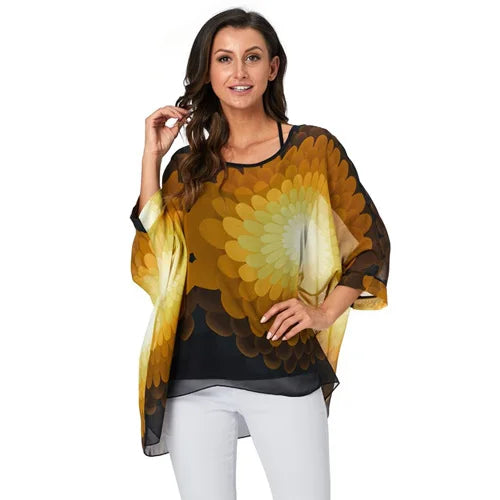 Bohemian Chiffon Batwing Blouse