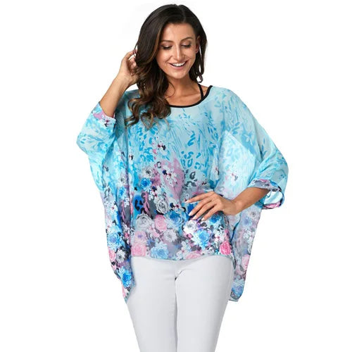Bohemian Chiffon Batwing Blouse