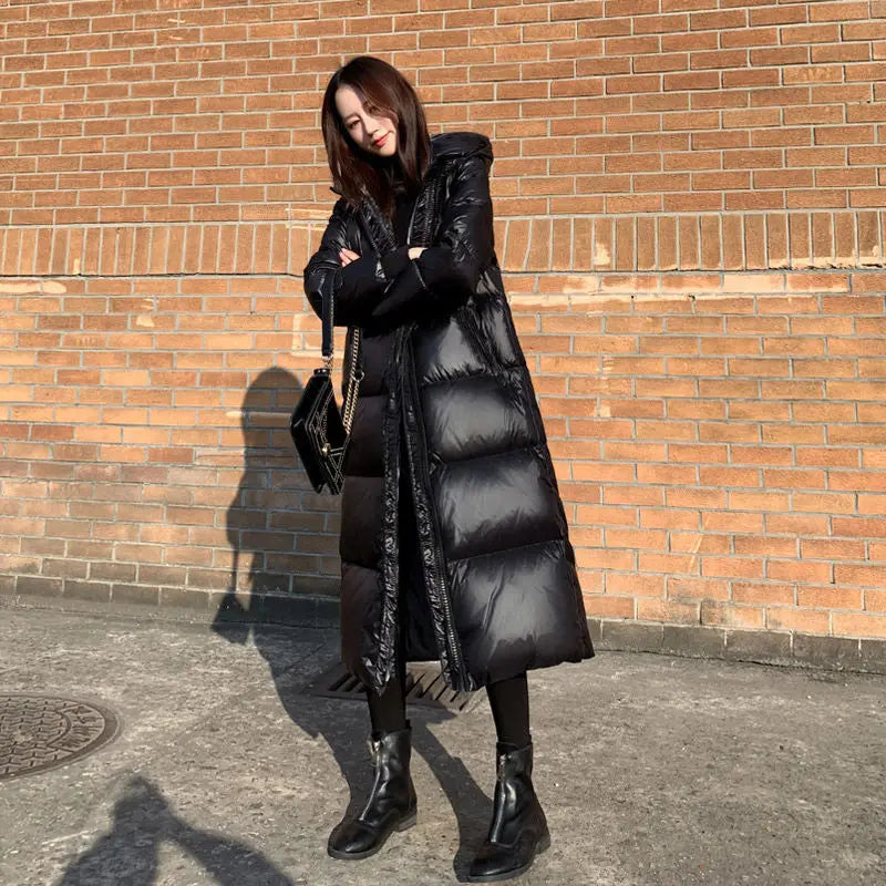 Glossy Hooded Rainproof Parka