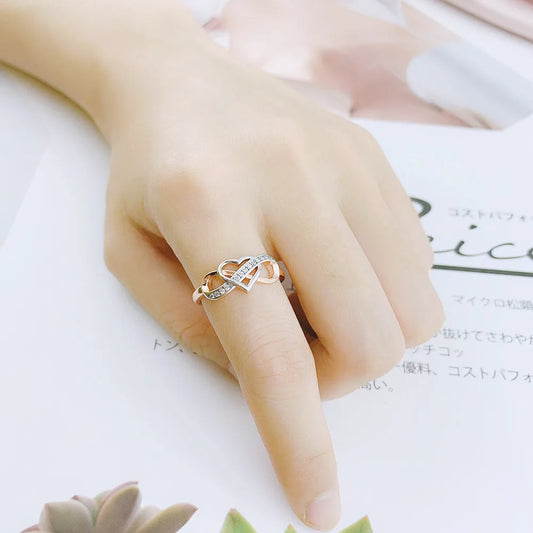 Couple Infinity Love Rings For Women Ladies Jewellery Double Color Dainty Wedding Engagement Gift Promise Rings Jewelry DZR029