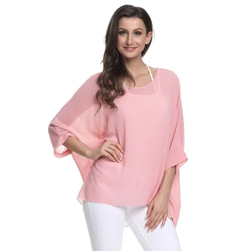 Bohemian Chiffon Batwing Blouse