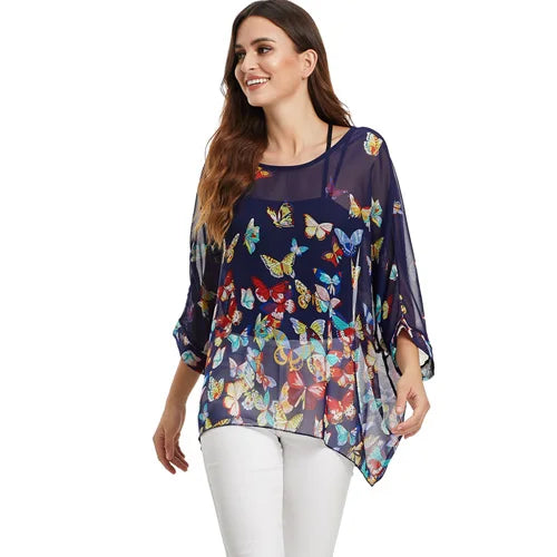 Bohemian Chiffon Batwing Blouse