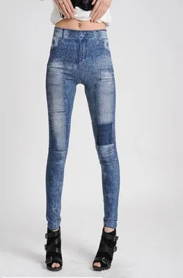 Stretch Denim-Look Skinny Leggings