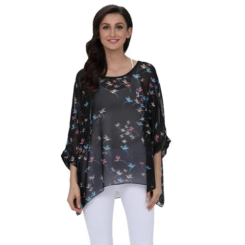 Bohemian Chiffon Batwing Blouse