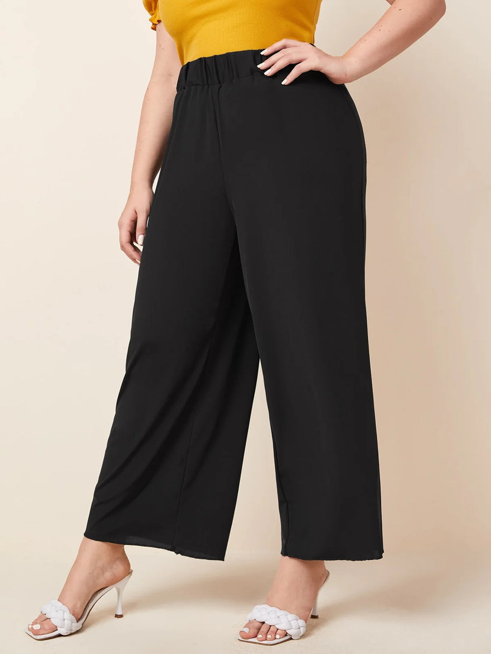 Lettuce-Trim Wide-Leg Summer Pants