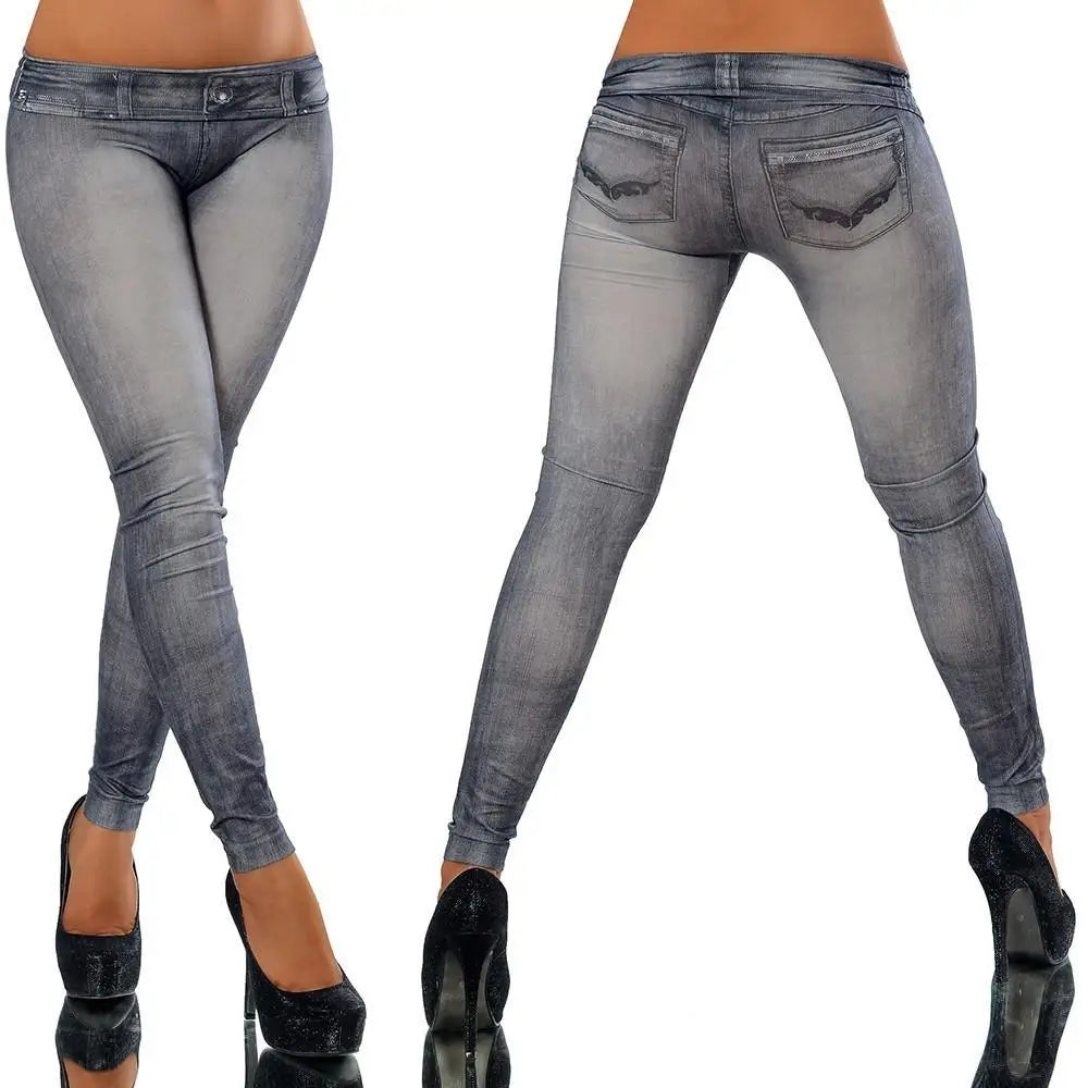 Stretch Denim-Look Skinny Leggings
