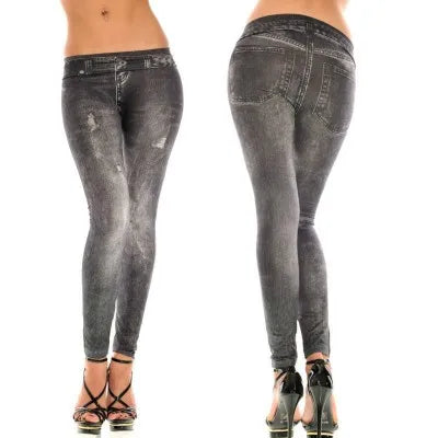 Stretch Denim-Look Skinny Leggings