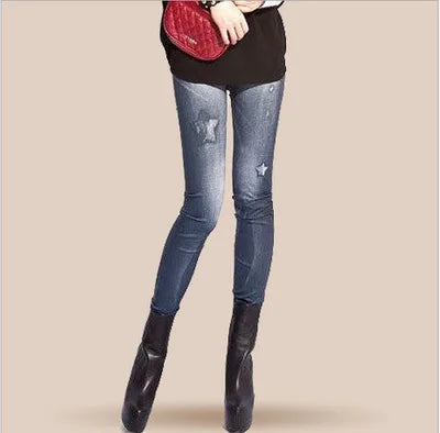 Stretch Denim-Look Skinny Leggings