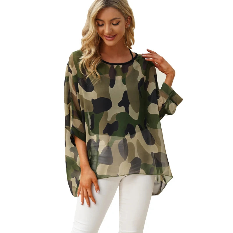 Bohemian Chiffon Batwing Blouse