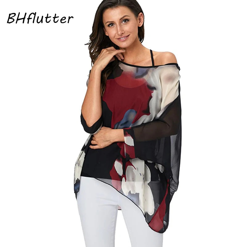 Bohemian Chiffon Batwing Blouse