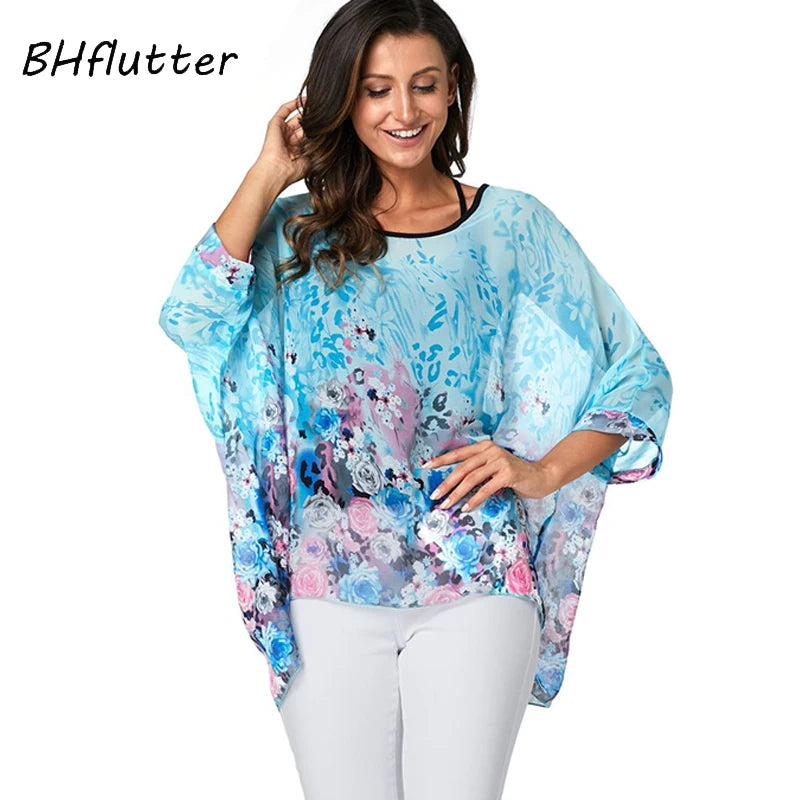 Bohemian Chiffon Batwing Blouse