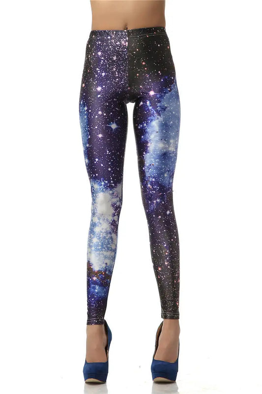 Blue Galaxy Print Leggings