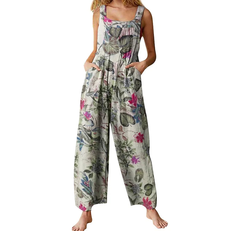 Floral Linen Blend Jumpsuit