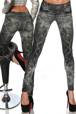 Stretch Denim-Look Skinny Leggings