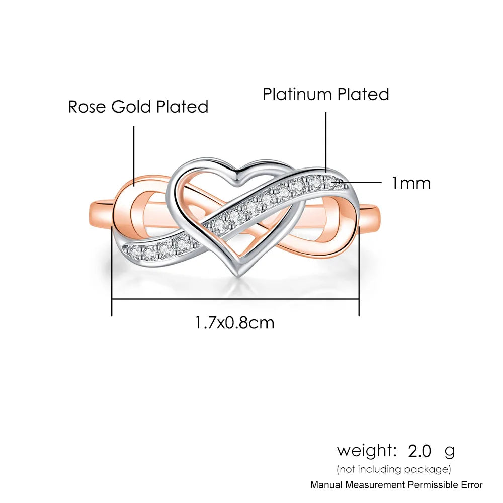 Couple Infinity Love Rings For Women Ladies Jewellery Double Color Dainty Wedding Engagement Gift Promise Rings Jewelry DZR029