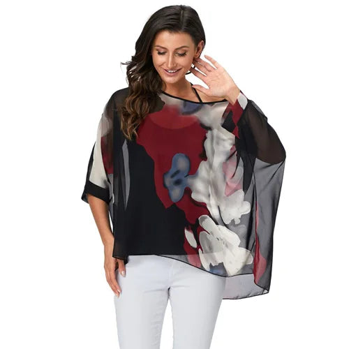 Bohemian Chiffon Batwing Blouse