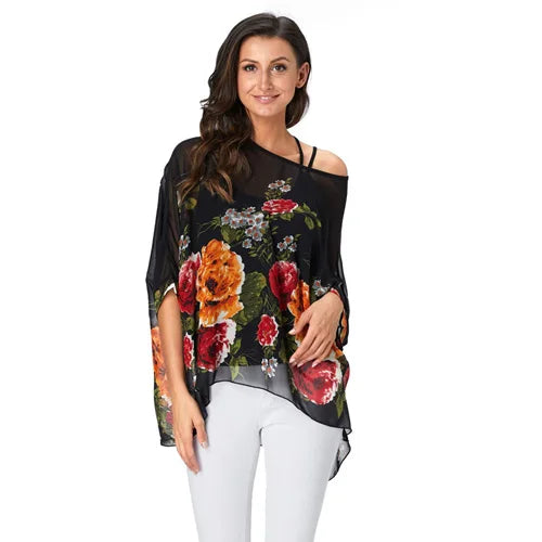 Bohemian Chiffon Batwing Blouse