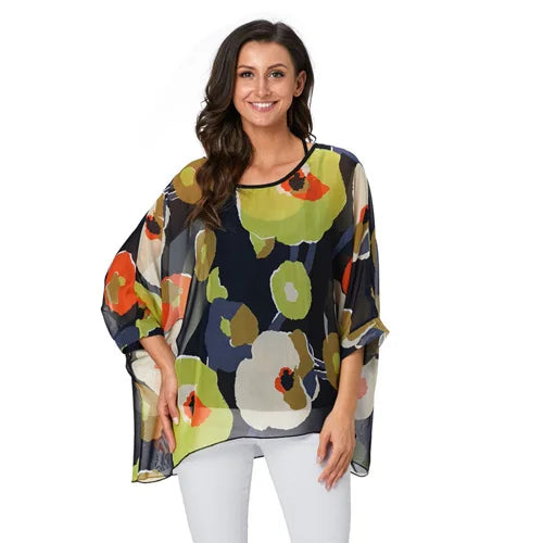 Bohemian Chiffon Batwing Blouse