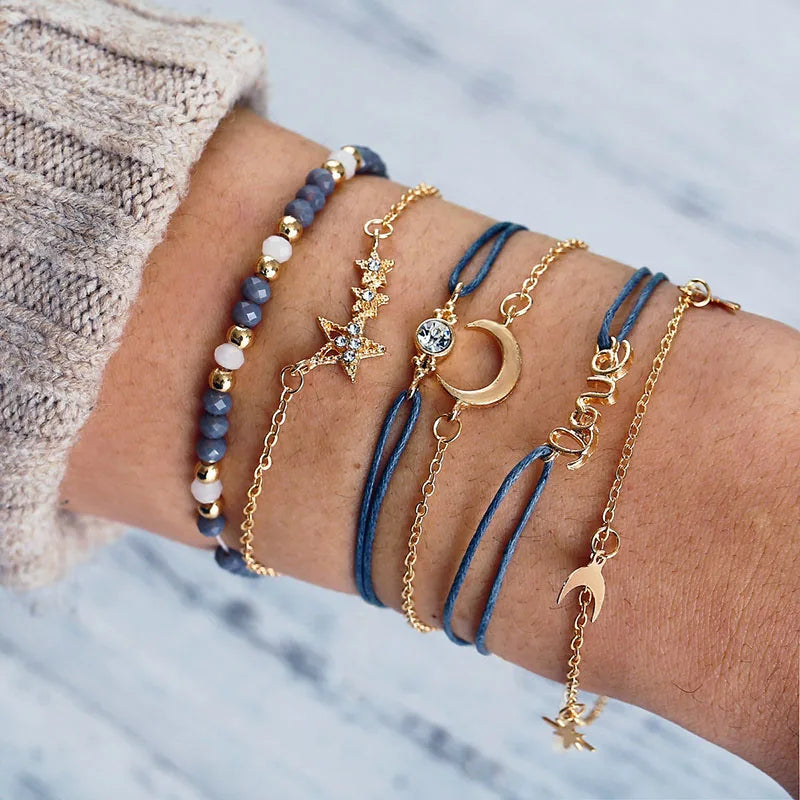 Bohemian Moon Charm Bracelet