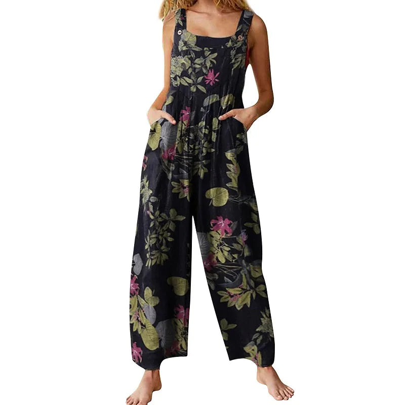 Floral Linen Blend Jumpsuit