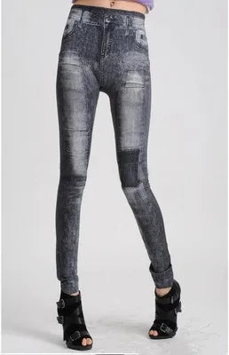 Stretch Denim-Look Skinny Leggings