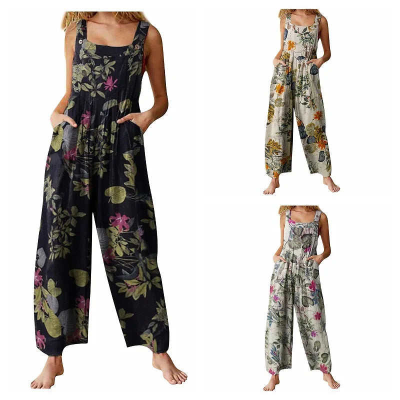 Floral Linen Blend Jumpsuit