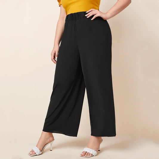 Lettuce-Trim Wide-Leg Summer Pants