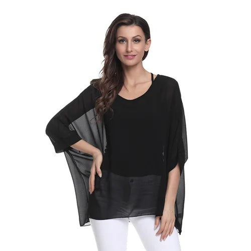 Bohemian Chiffon Batwing Blouse