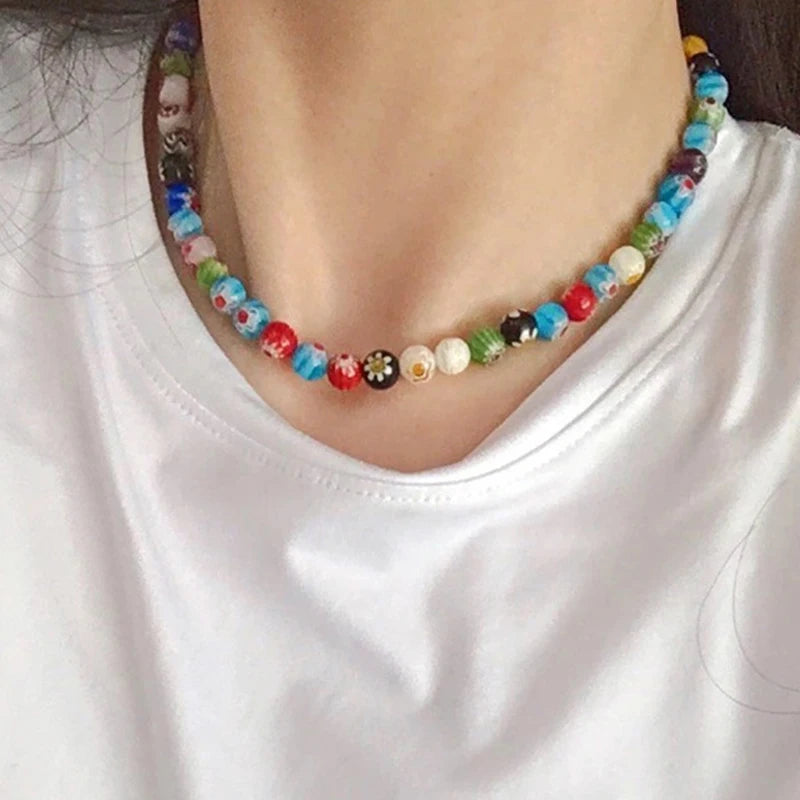 Multicolor Glass Beaded Choker