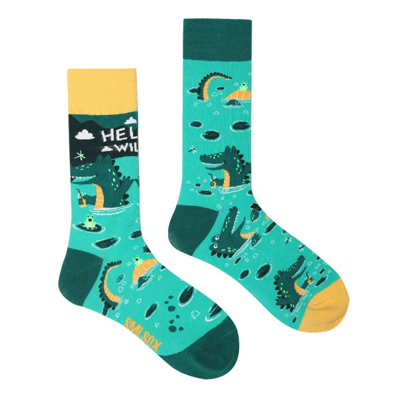 1Pair Man Women Socks Original AB Tide Socks Medium High Tube Colorful Socks Flowers Fruits Candy Cake Cotton Socks Unisex Socks