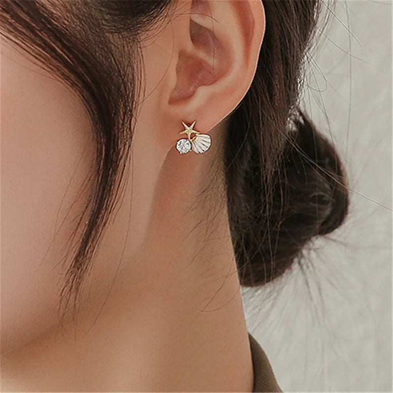 Asymmetric Starfish Pearl Studs