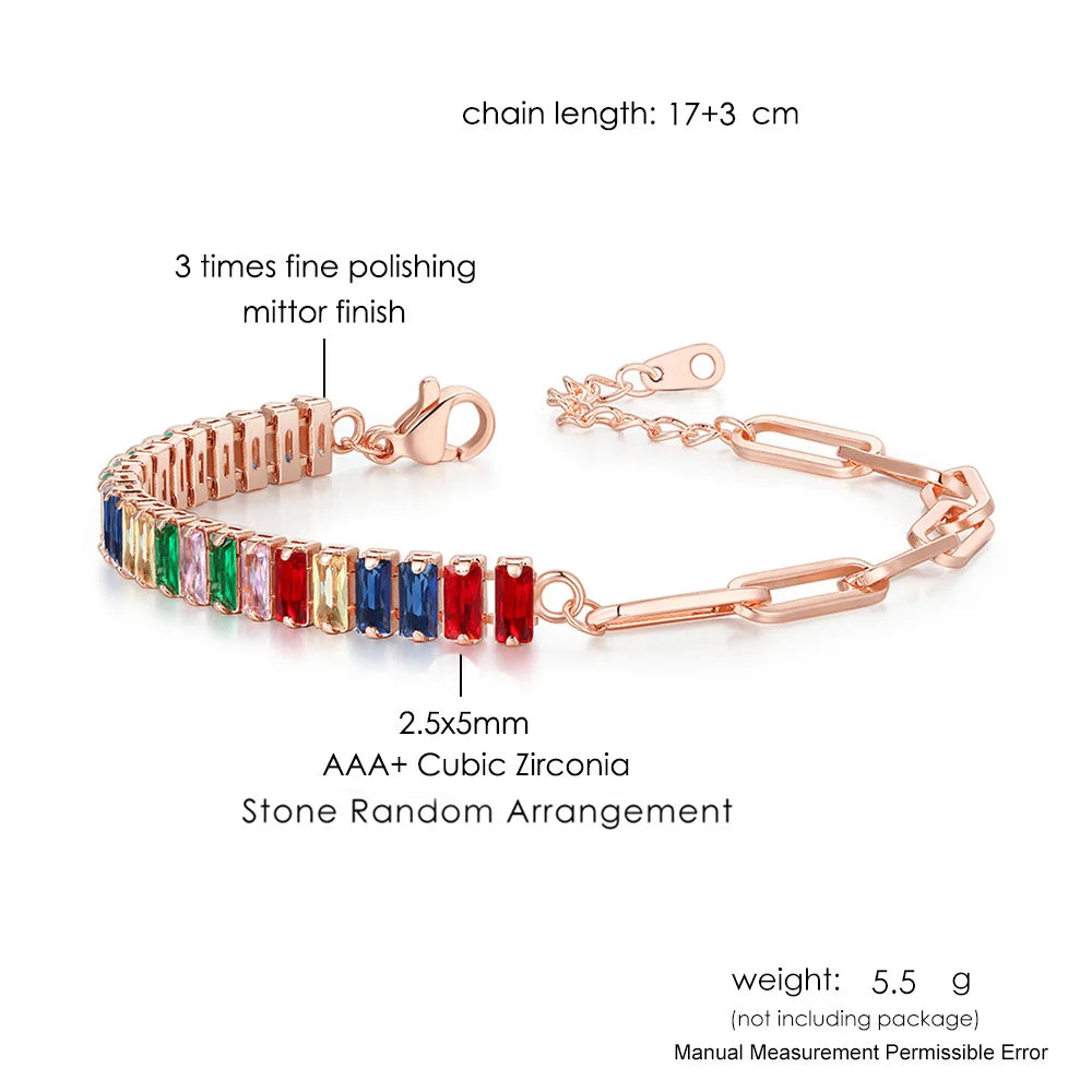 Rainbow Zircon Tennis Bracelet