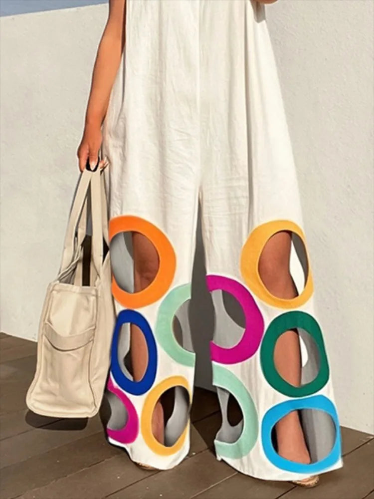 Rainbow Cutout Wide-Leg Jumpsuit
