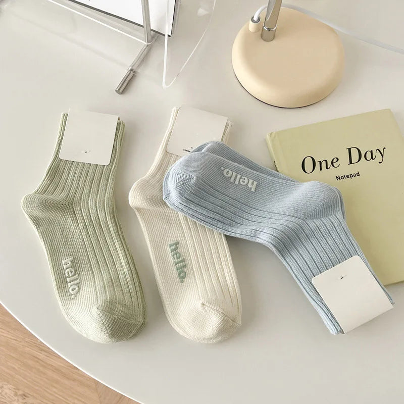 Cute Women's Socks Japanese Fashion New Spring Summer Female Simple Socks Soft Breathable Absorb Sweat Fresh Colorful Socks