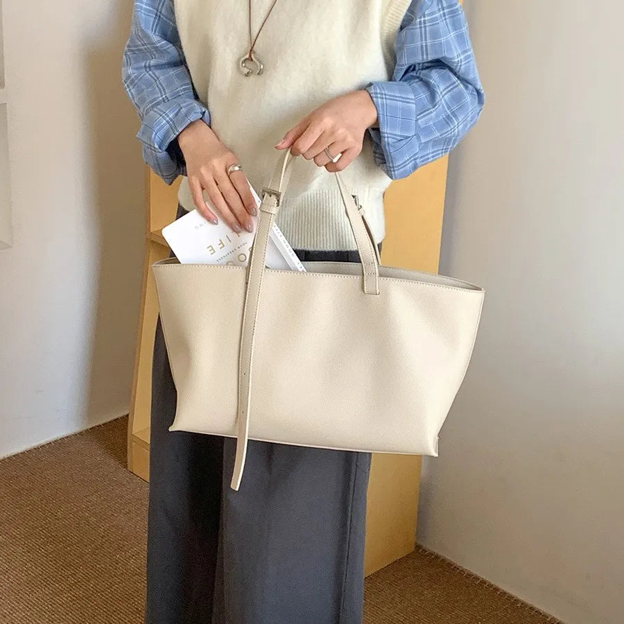 Soft Leather Shopper Tote