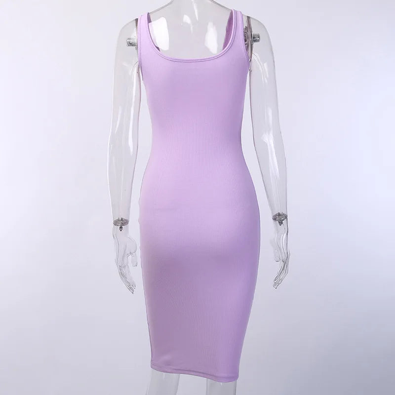 Button V-Neck Midi Dress