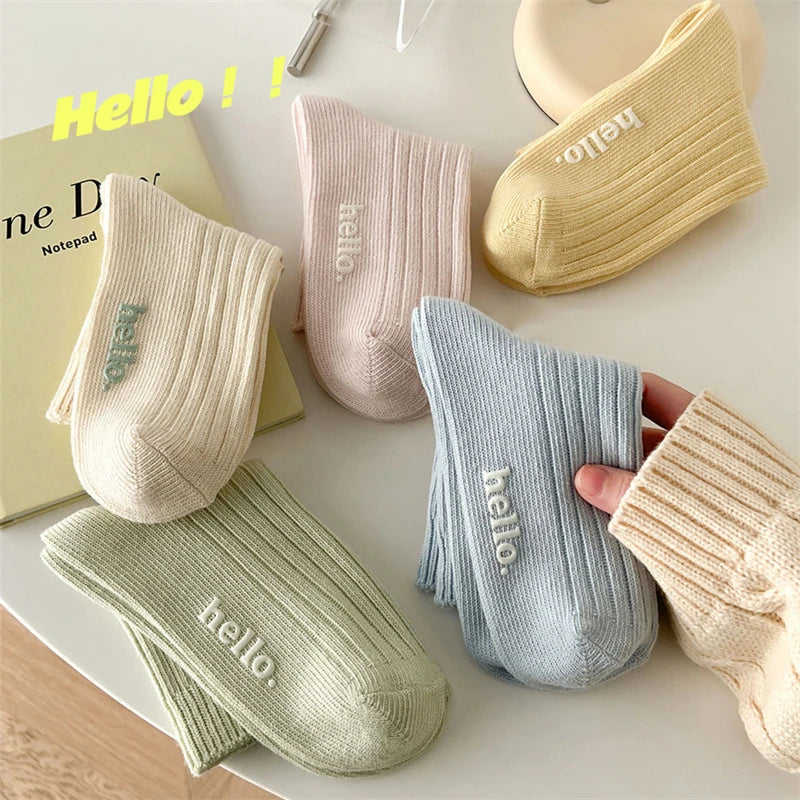 Cute Women's Socks Japanese Fashion New Spring Summer Female Simple Socks Soft Breathable Absorb Sweat Fresh Colorful Socks