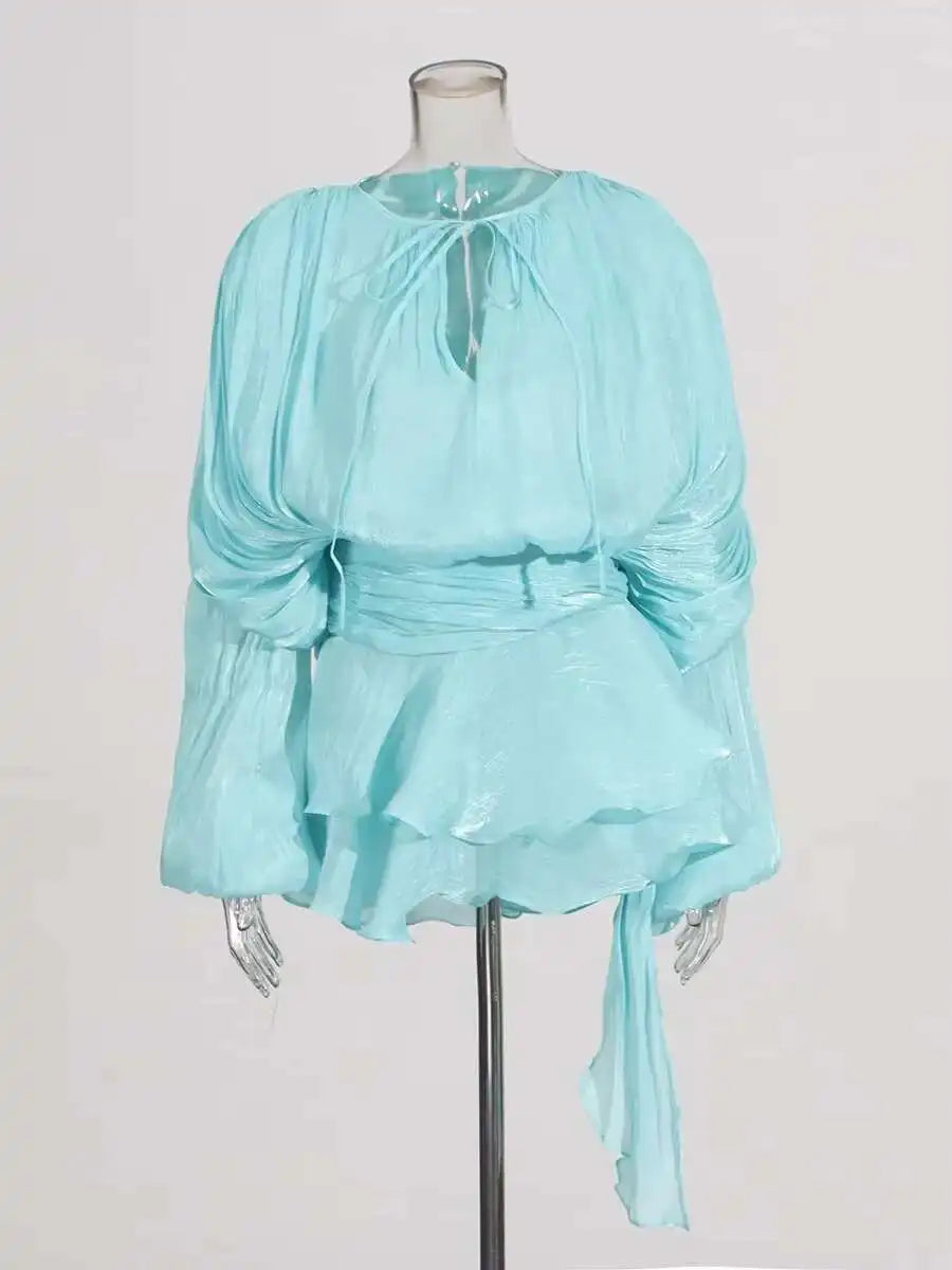 Draped V-Neck Mini Dress