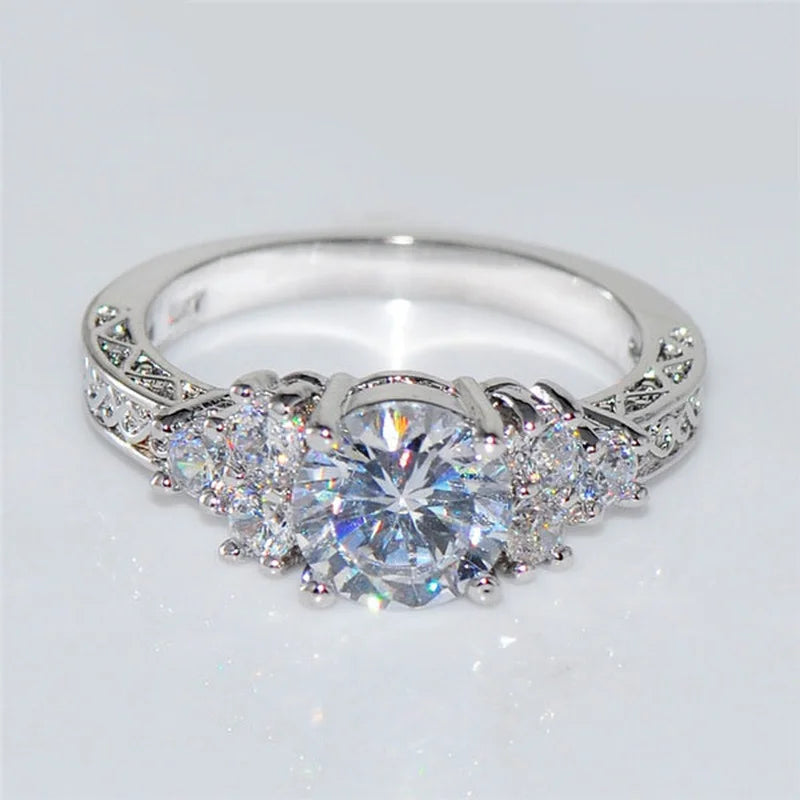 Geometric Zircon Engagement Ring