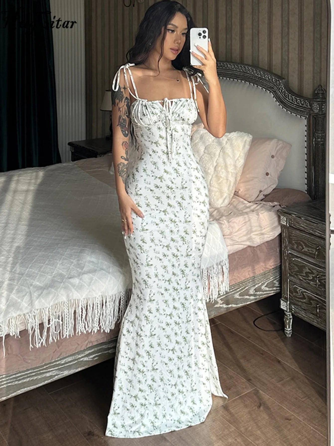 Strapless Floral Bodycon Maxi